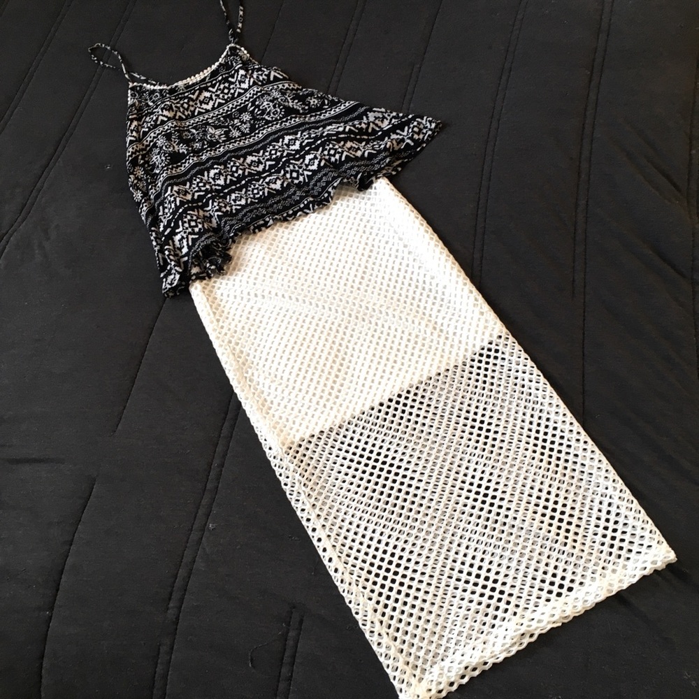White Perforated Pencil Skirt
